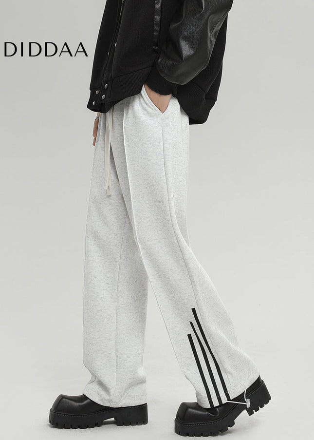 Grey Corseted Straight Drawstring Sweatpants - Unisex Sweatpants
