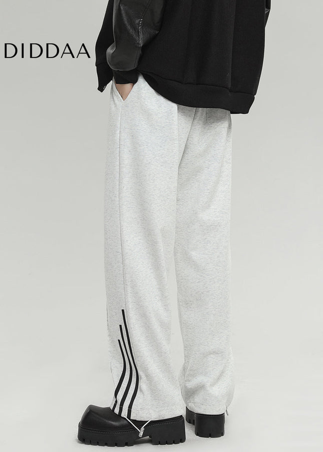 Grey Corseted Straight Drawstring Sweatpants - Unisex Sweatpants