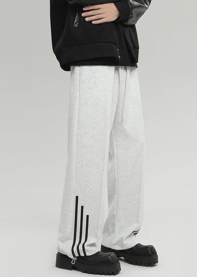 Grey Corseted Straight Drawstring Sweatpants - Unisex Sweatpants