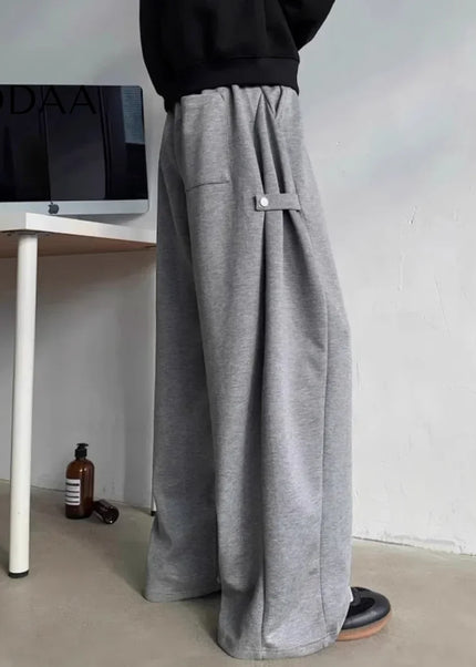 Grey Heavy-Structured Casual Sweatpants for Men - Unisex Sweatpants
