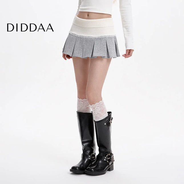 Grey High-Waisted Slim A-Line Pleated Skirt for Women - S / Grey - Skirts