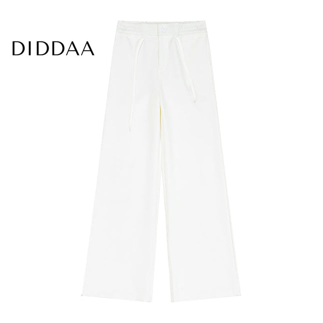 Grey Loose Drape Wide Leg Cotton Sweatpants - S / White - Unisex Sweatpants