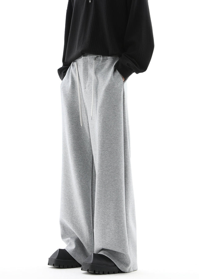 Grey Loose Drape Wide Leg Cotton Sweatpants - Unisex Sweatpants