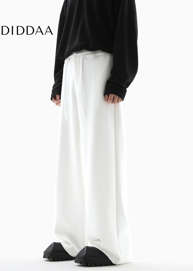 Grey Loose Drape Wide Leg Cotton Sweatpants - Unisex Sweatpants