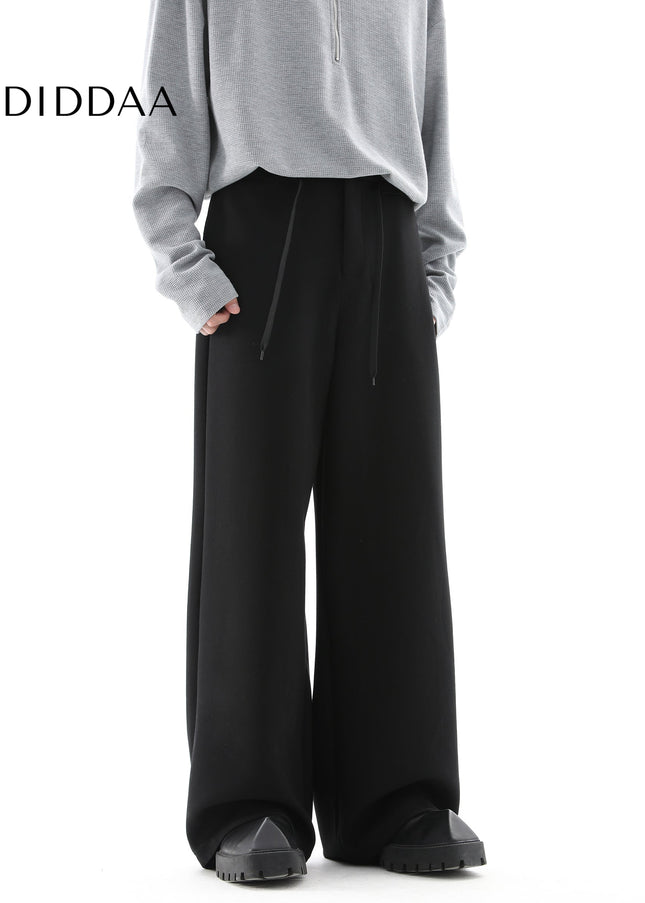 Grey Loose Drape Wide Leg Cotton Sweatpants - Unisex Sweatpants