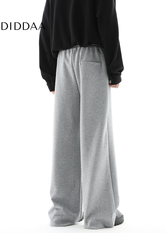 Grey Loose Drape Wide Leg Cotton Sweatpants - Unisex Sweatpants
