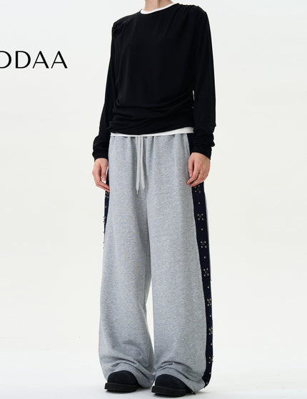 Grey Loose Fit Contrasting Striped Sweatpants Unisex - S / Grey - Unisex Sweatpants