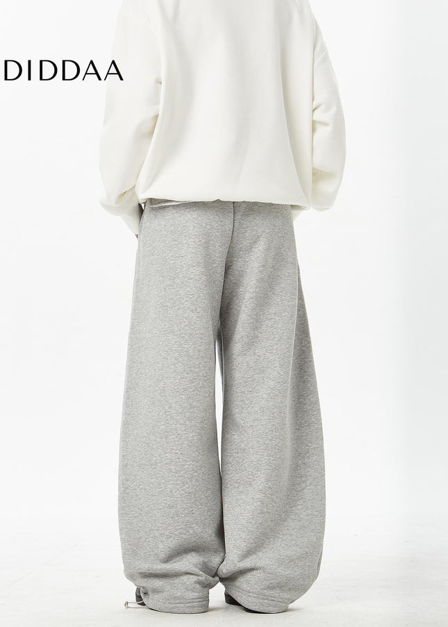 Grey Loose Fit Fleece Sweatpants for Couples - Unisex Sweatpants