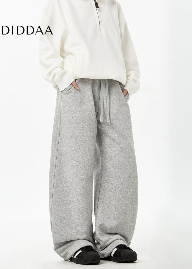 Grey Loose Fit Fleece Sweatpants for Couples - Unisex Sweatpants