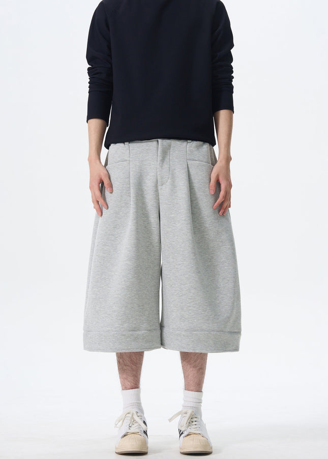 Grey Loose Fit KISKO American Retro Casual Drape Shorts - S / Grey - Unisex Sweatpants