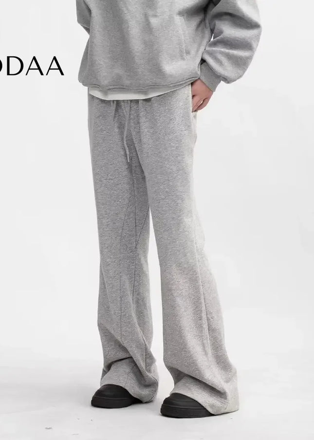 Grey Loose Fit Micro Flared Men’s Pants for Autumn/Winter - Unisex Sweatpants