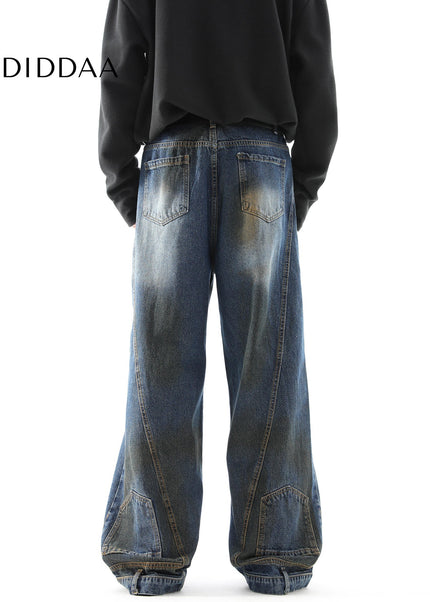 Grey Loose Fit Ripped Flip Jeans for Men - Men’s Jeans