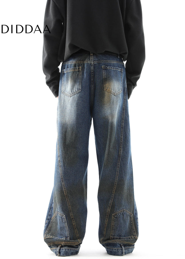 Grey Loose Fit Ripped Flip Jeans for Men - Men’s Jeans