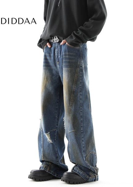 Grey Loose Fit Ripped Flip Jeans for Men - Men’s Jeans