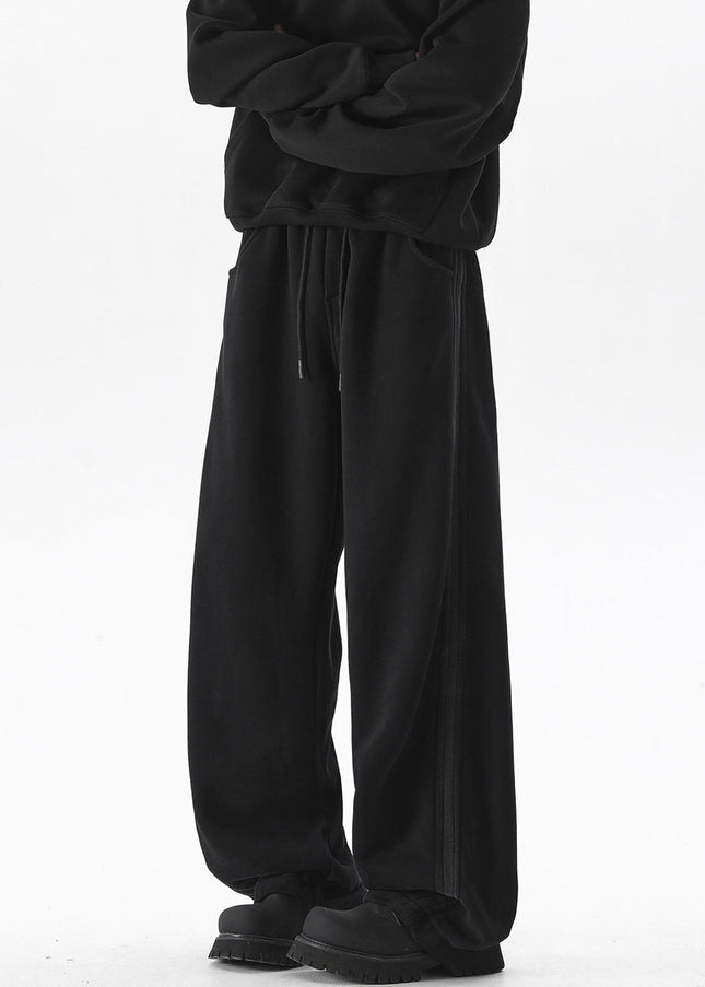 Grey Loose Fit Striped Casual Sweatpants for Men - Unisex Sweatpants