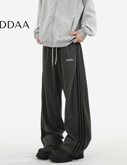 Grey Loose Fit Striped Sweatpants for Men - M / Black - Unisex Sweatpants