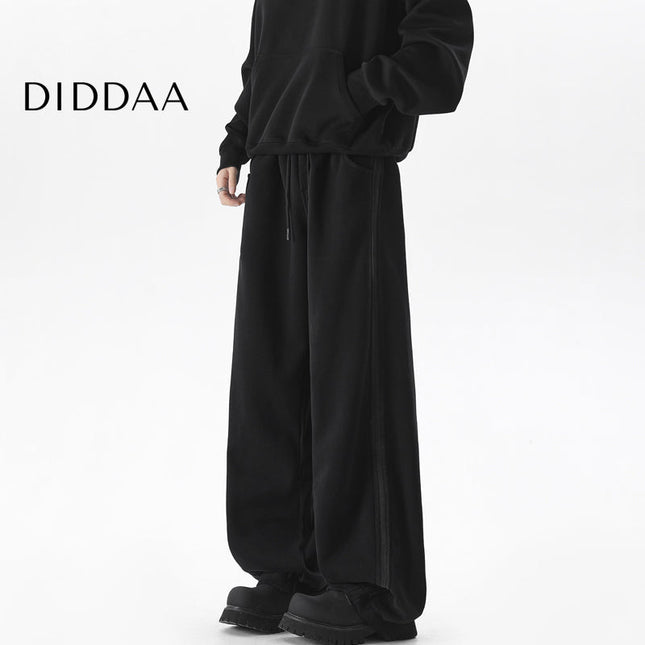 Grey Loose Fit Striped Sweatpants for Men - M / Black - Unisex Sweatpants