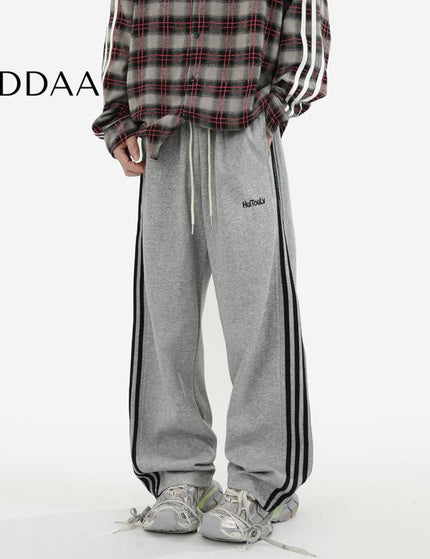 Grey Loose Fit Striped Sweatpants for Men - M / Grey - Unisex Sweatpants