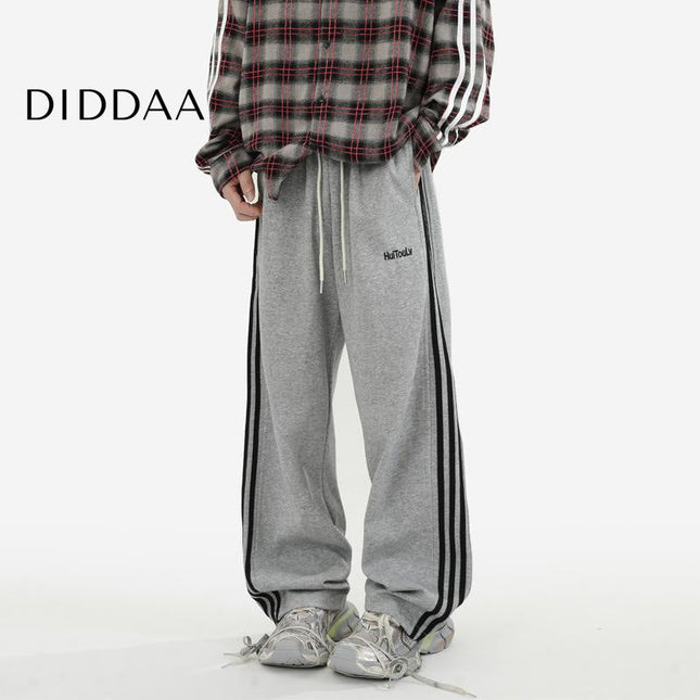 Grey Loose Fit Striped Sweatpants for Men - M / Grey - Unisex Sweatpants