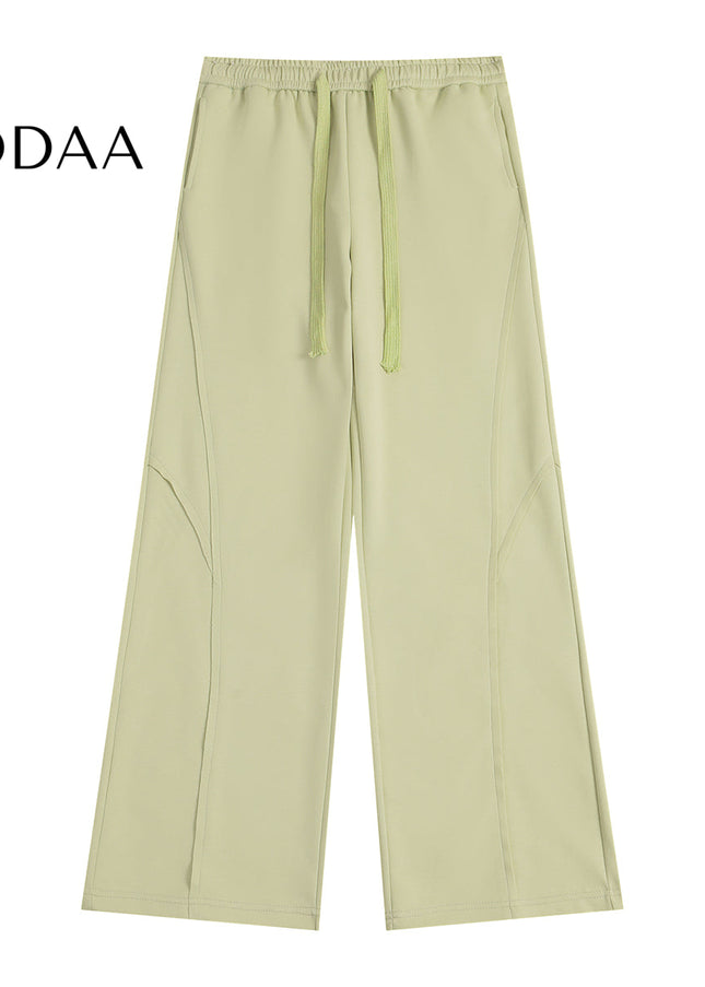 Grey Loose Fit Trendy Street American Drawstring Sweatpants - S / Green - Unisex Sweatpants