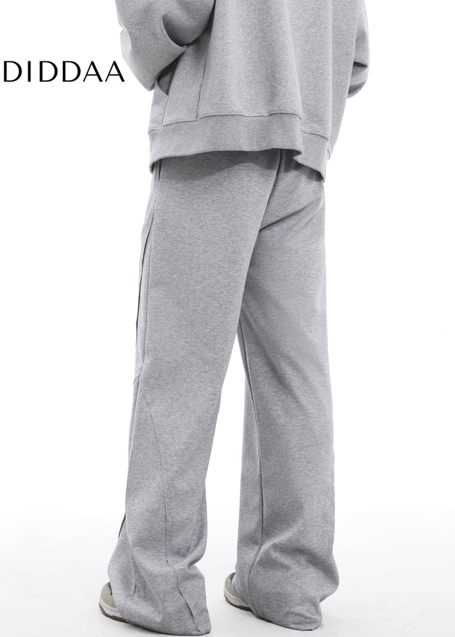 Grey Loose Fit Trendy Street American Drawstring Sweatpants - Unisex Sweatpants