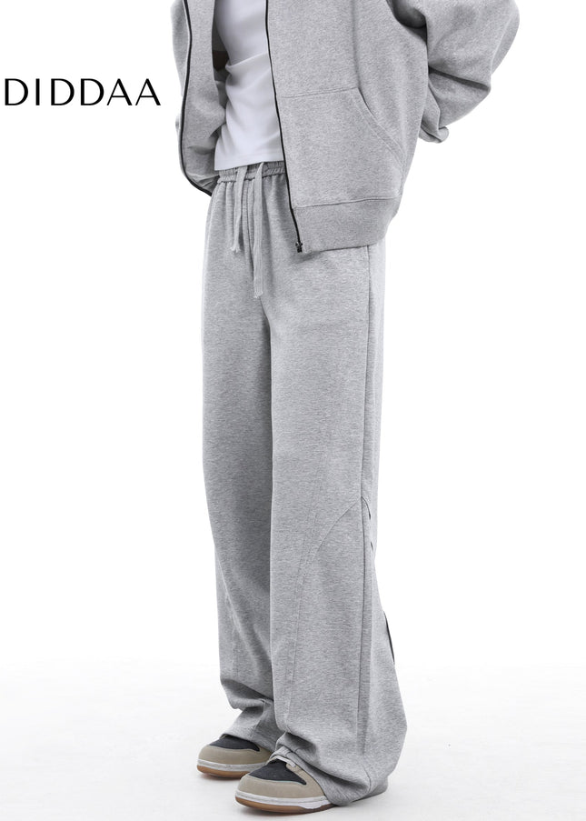 Grey Loose Fit Trendy Street American Drawstring Sweatpants - Unisex Sweatpants