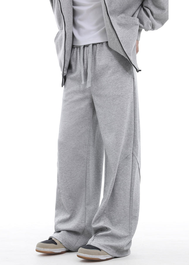 Grey Loose Fit Trendy Street American Drawstring Sweatpants - Unisex Sweatpants