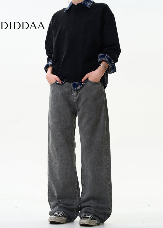 Grey Loose Fit Vintage Jeans for Men and Women - Men’s Jeans