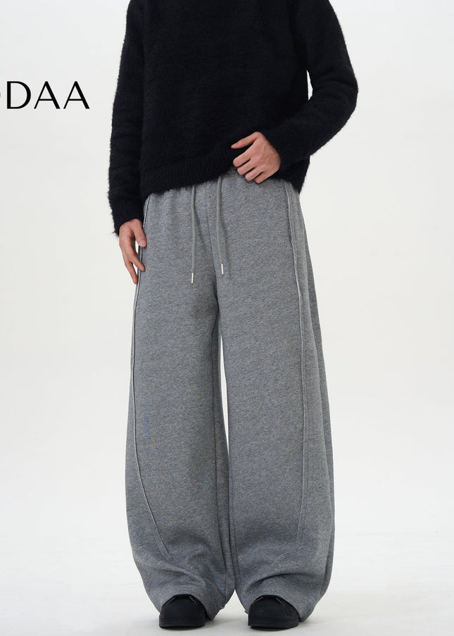 Grey Loose Fit Wide-Leg Drawstring Sweatpants - S / Grey - Unisex Sweatpants