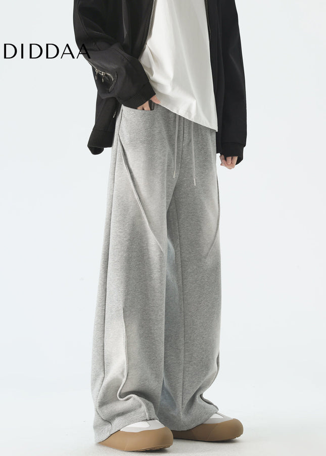 Grey Loose Fit Wide Leg Sweatpants for Men - Unisex Sweatpants