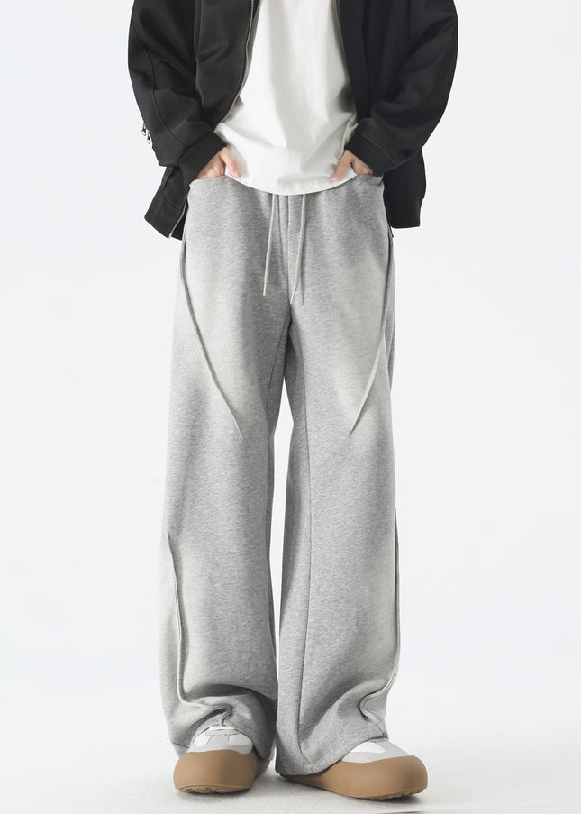 Grey Loose Fit Wide Leg Sweatpants for Men - Unisex Sweatpants