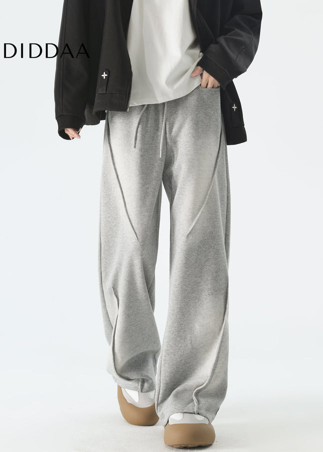 Grey Loose Fit Wide Leg Sweatpants for Men - Unisex Sweatpants