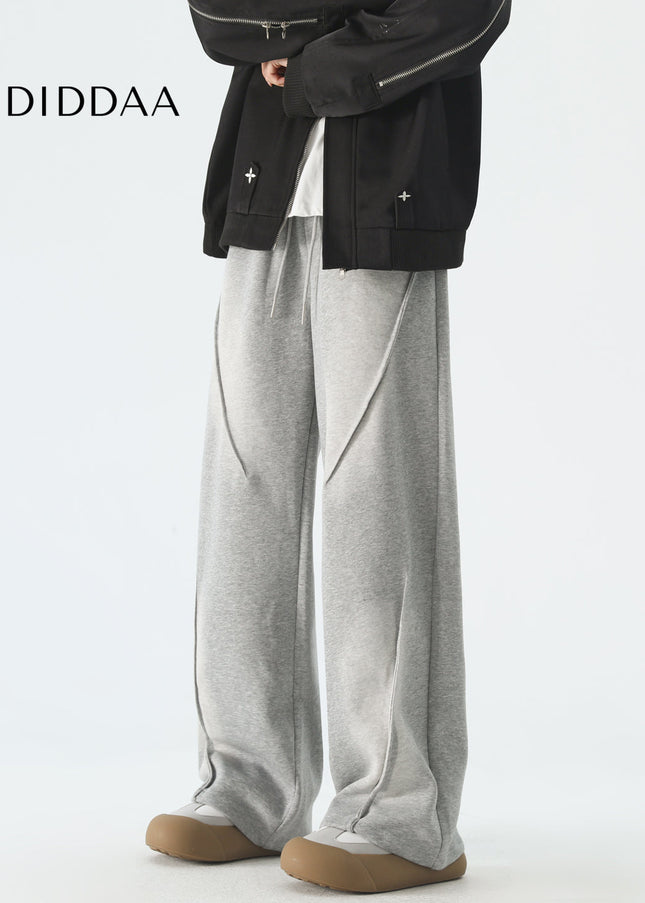 Grey Loose Fit Wide Leg Sweatpants for Men - Unisex Sweatpants