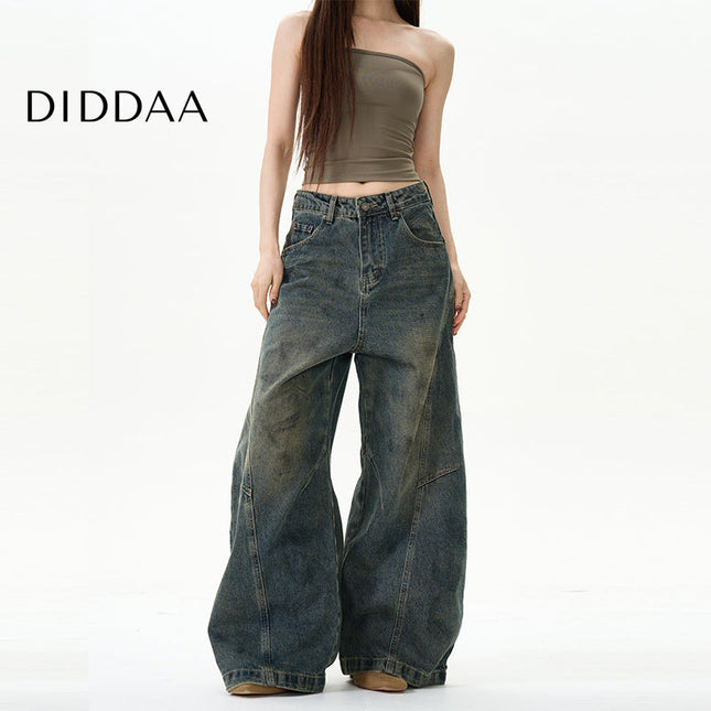 Grey Loose High Street Scimitar Pants for Men - S / Vintage Blue - Women’s Jeans