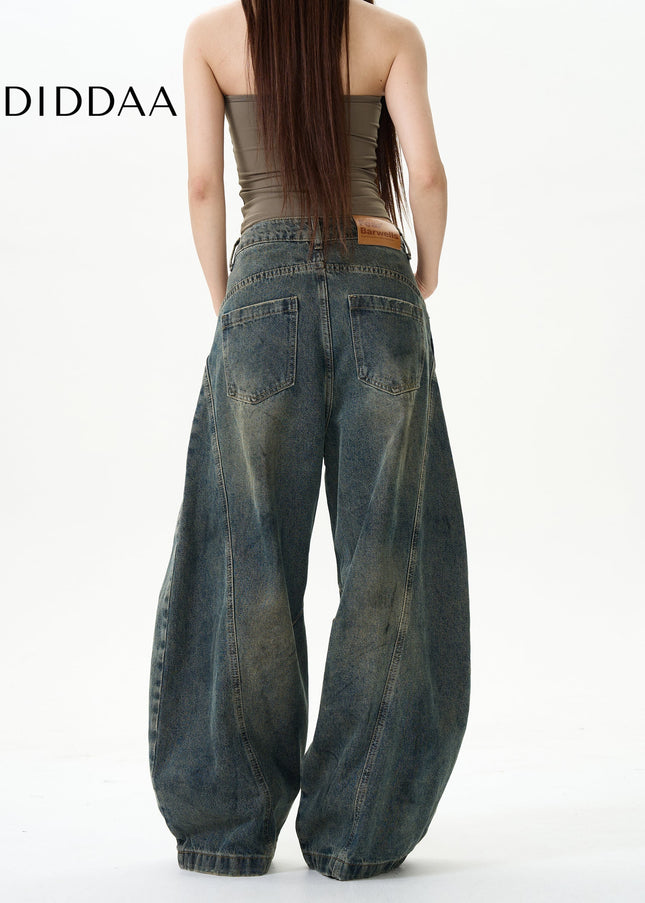 Grey Loose High Street Scimitar Pants for Men - Women’s Jeans