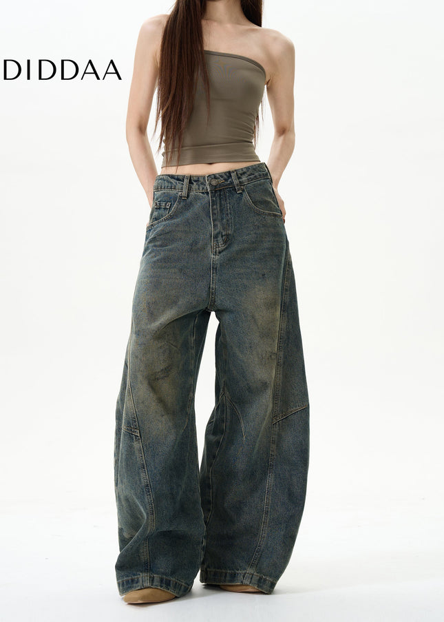 Grey Loose High Street Scimitar Pants for Men - Women’s Jeans