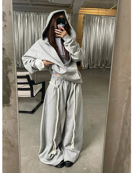 Grey Oversize Harajuku Streetwear Sweatpants - Grey / S - Unisex Sweatpants