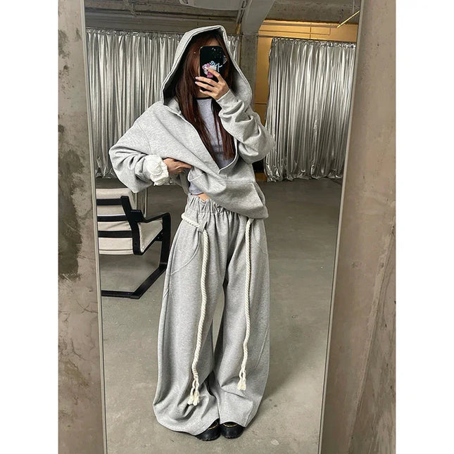 Grey Oversize Harajuku Streetwear Sweatpants - Grey / S - Unisex Sweatpants