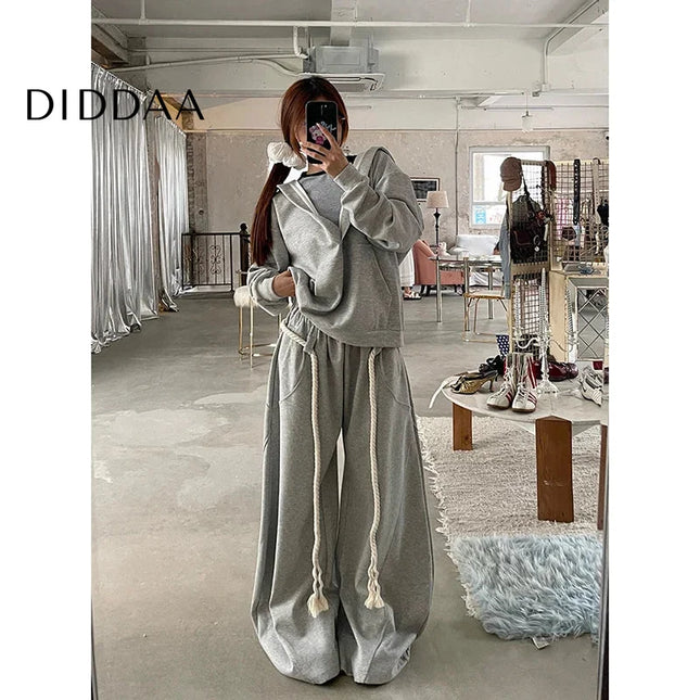 Grey Oversize Harajuku Streetwear Sweatpants - Unisex Sweatpants