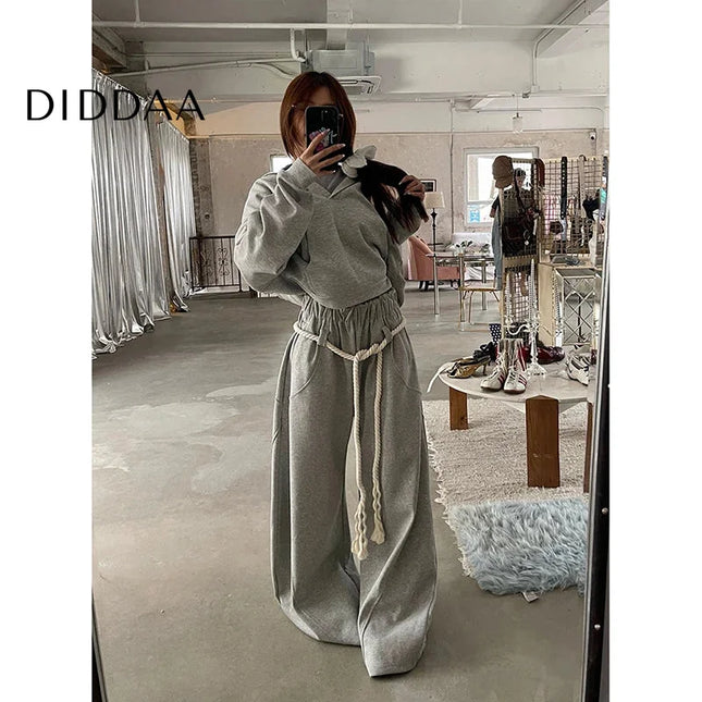 Grey Oversize Harajuku Streetwear Sweatpants - Unisex Sweatpants