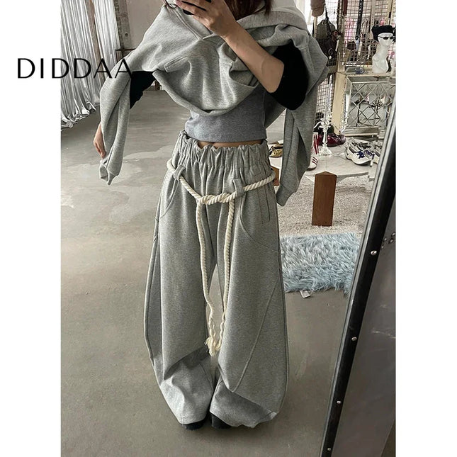 Grey Oversize Harajuku Streetwear Sweatpants - Unisex Sweatpants