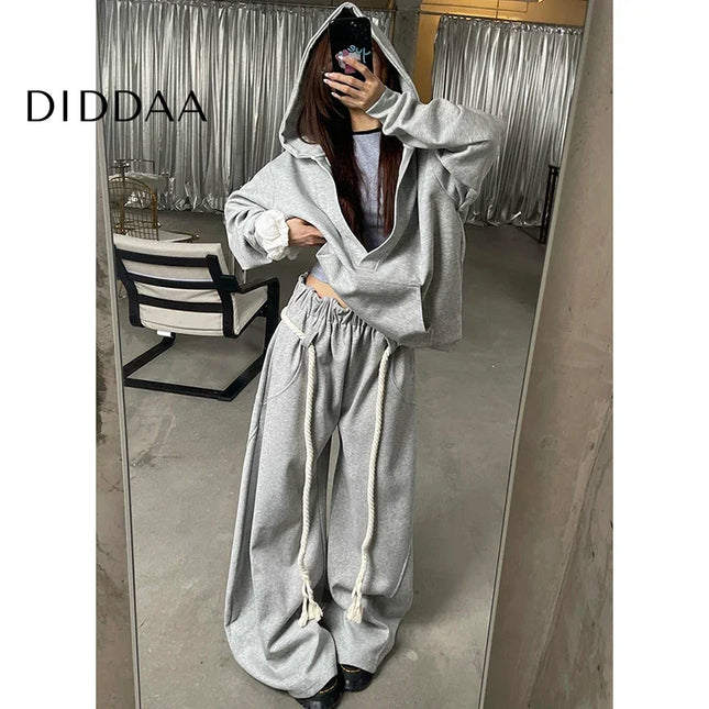 Grey Oversize Harajuku Streetwear Sweatpants - Unisex Sweatpants