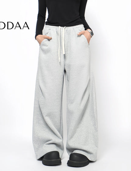 Grey Pleated Drape Wide-Leg Casual Sweatpants - S / Grey - Unisex Sweatpants