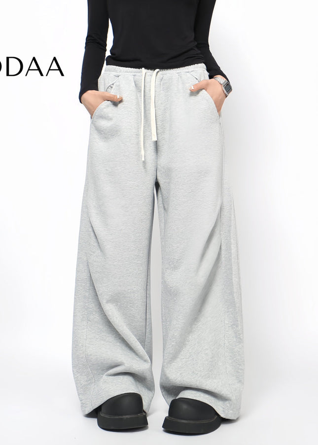 Grey Pleated Drape Wide-Leg Casual Sweatpants - S / Grey - Unisex Sweatpants