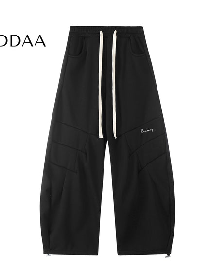 Grey Velvet Loose Wide-Leg Banana Pants - S / Black - Unisex Sweatpants
