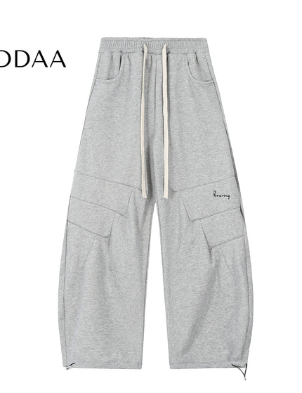 Grey Velvet Loose Wide-Leg Banana Pants - S / Grey - Unisex Sweatpants