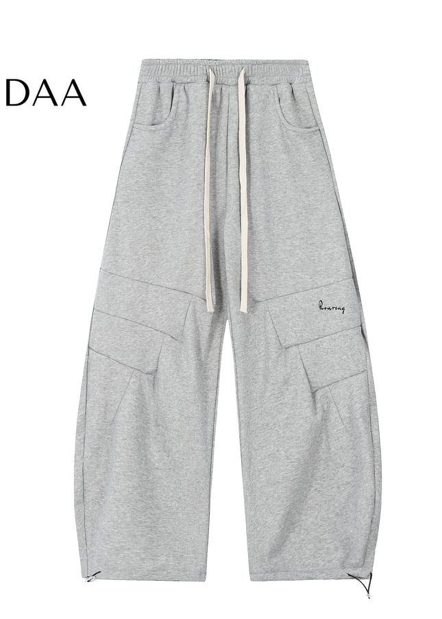Grey Velvet Loose Wide-Leg Banana Pants - S / Grey - Unisex Sweatpants