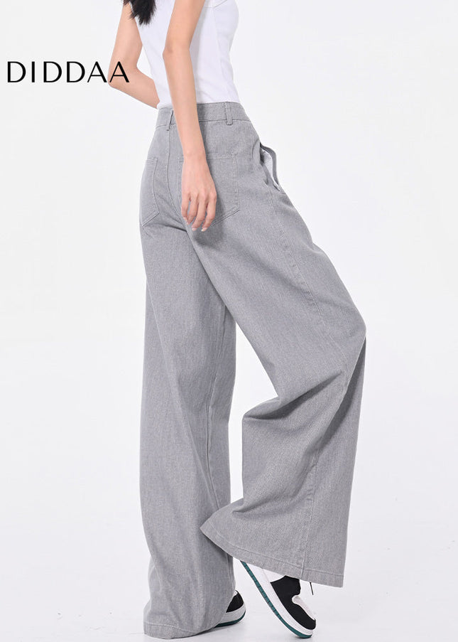 Grey Vintage Wash Loose Wide-Leg Jeans for Women - Women’s Jeans