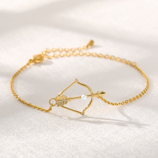 Guerre Bracelet | Gold Silver Rose Pearl Cross Bow Archer Bracelet - Gold - Bracelets