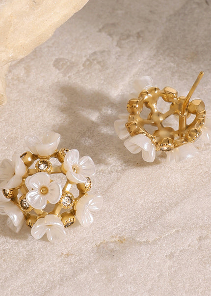 Jieding European and American stainless steel zircon flower stud earrings high-quality non-fading earrings titanium steel earrings earrings